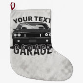 Aangepaste naam Klassieke muskus Auto Garage Retro Grote Kerstsok (Voorkant)