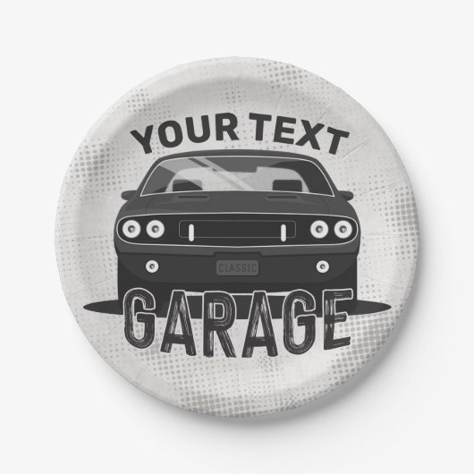 Aangepaste naam Klassieke muskus Auto Garage Retro Papieren Bordje (Voorkant)