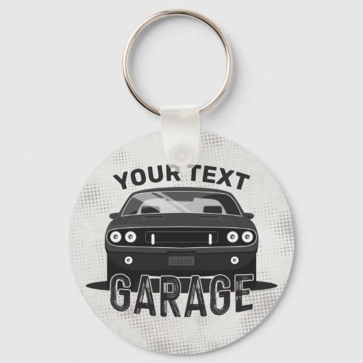 Aangepaste naam Klassieke muskus Auto Garage Retro Sleutelhanger (Voorkant)