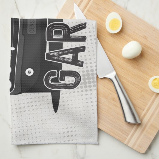 Aangepaste naam Klassieke muskus Auto Garage Retro Theedoek (Quarter Fold)