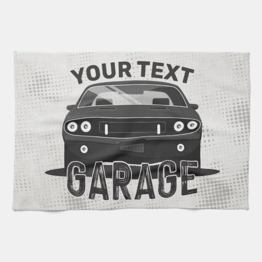 Aangepaste naam Klassieke muskus Auto Garage Retro Theedoek (Horizontaal)