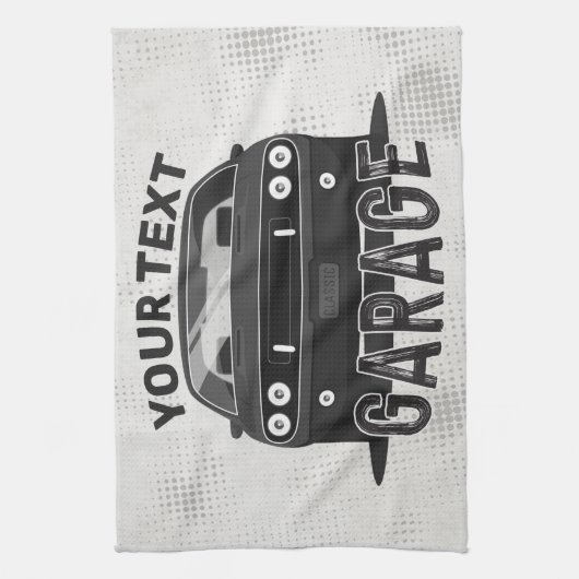 Aangepaste naam Klassieke muskus Auto Garage Retro Theedoek (Verticaal)