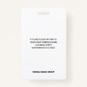 Aangepaste Naam Klassieke Muziek Wedstrijd EventBa Badge (Achterkant)