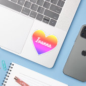 Aangepaste naam klassieke regenboog ombre verloop  sticker (Laptop met iPhone)