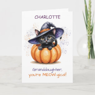 Aangepaste Naam Kleindochter Halloween Schattigee Kaart