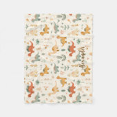 Aangepaste Naam Kleine Dinosaurussen Beige Neutral Fleece Deken (Voorkant)