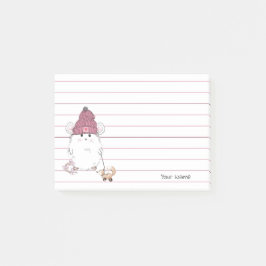 Aangepaste naam kleine hamster bevestigen post-it® notes