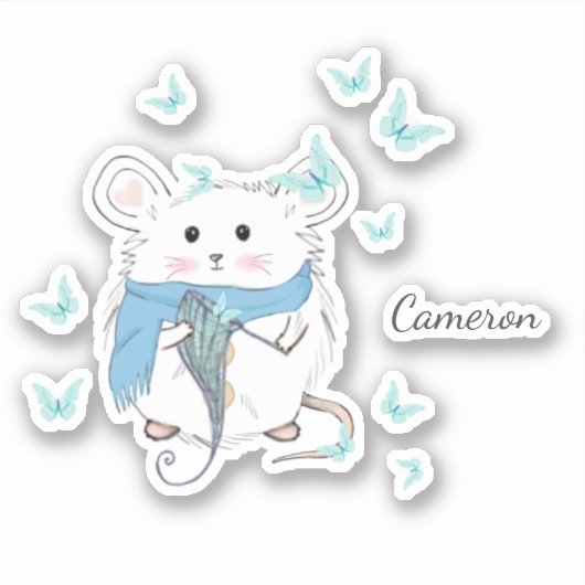 Aangepaste naam kleine hamster bevestigen sticker (Voorkant)