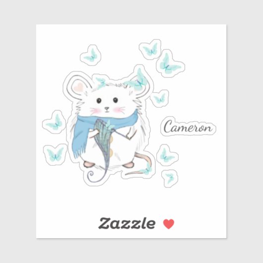Aangepaste naam kleine hamster bevestigen sticker (Vel)