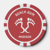 Aangepaste naam & kleur Beach Bum Poker Chips (Voorkant)