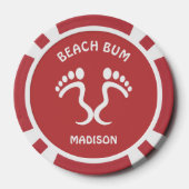 Aangepaste naam & kleur Beach Bum Poker Chips (Achterkant)