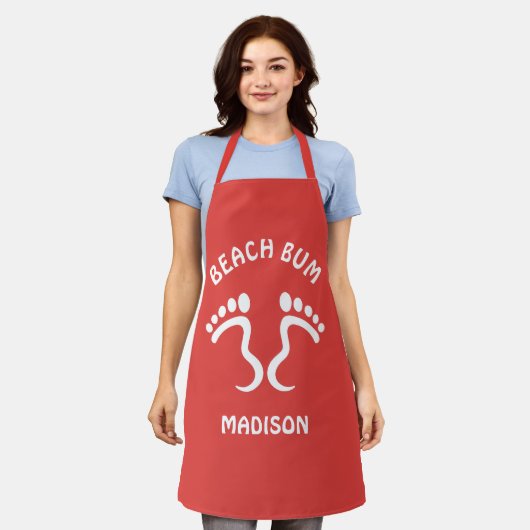 Aangepaste naam & kleur Beach Bum Schort (Gedragen)