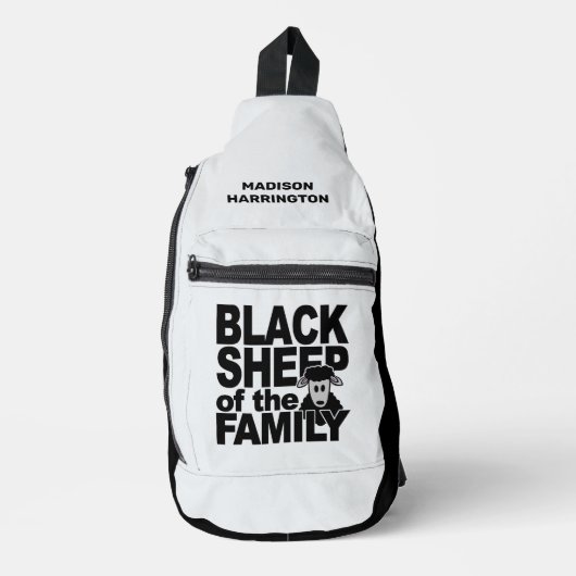 Aangepaste naam & kleur "Black Sheep" Sling Bag (Voorkant)