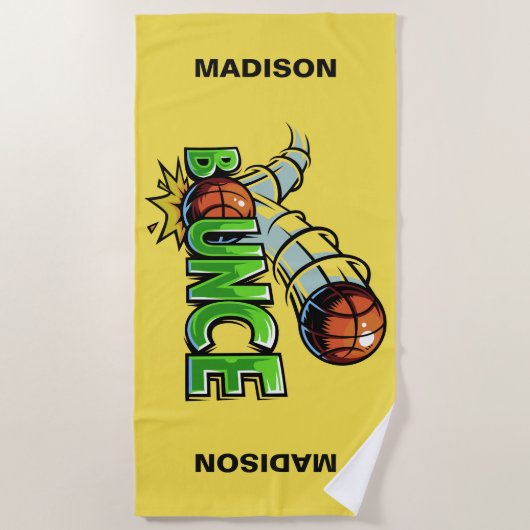 Aangepaste naam & kleur BOUNCE Basketbal handdoek (Voorkant)