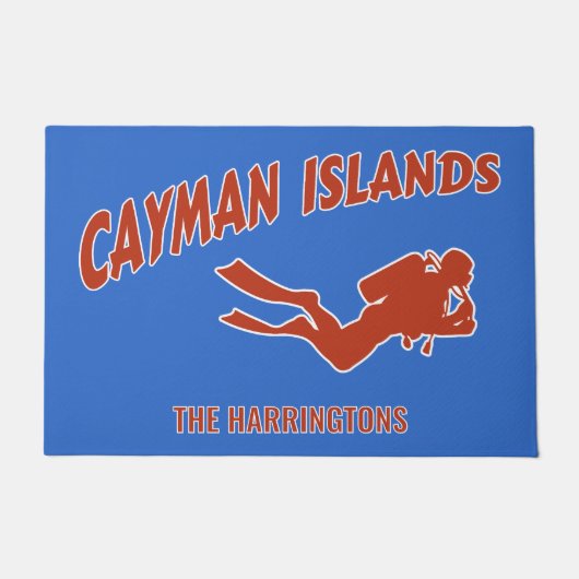 Aangepaste naam & kleur Cayman Islands Scuba Diver Deurmat (Voorkant)