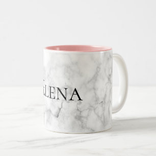 Aangepaste naam/Kleur Elegant White Marble Print Tweekleurige Koffiemok