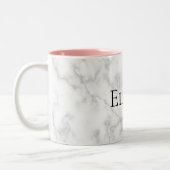 Aangepaste naam/Kleur Elegant White Marble Print Tweekleurige Koffiemok (Links)