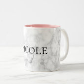 Aangepaste naam/Kleur Elegant White Marble Print Tweekleurige Koffiemok (Voorkant rechts)