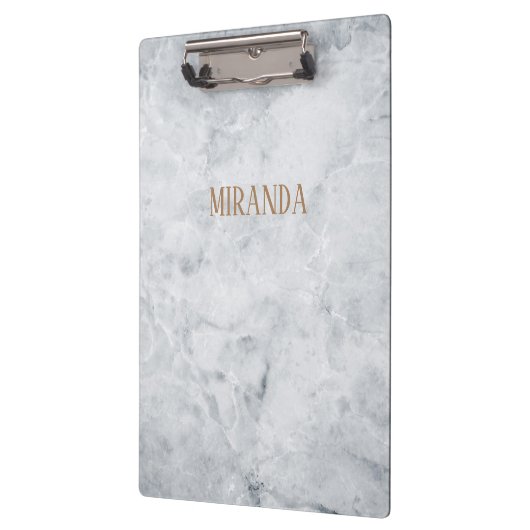 Aangepaste naam/kleur elegant witte marmer klembord (Links)