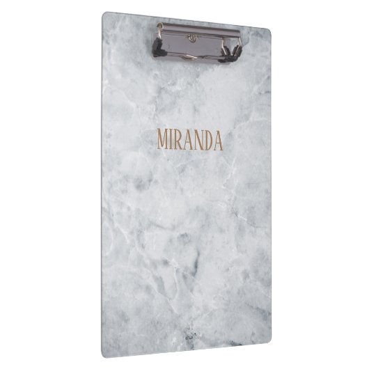 Aangepaste naam/kleur elegant witte marmer klembord (Rechts)