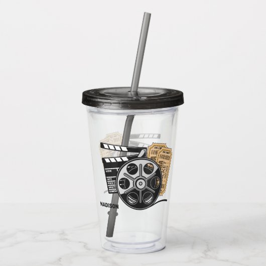 Aangepaste naam & kleur film acryl drinkbeker (Achterkant)