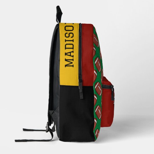 Aangepaste naam & kleur Football Logo Bedrukte Rugzak (Links)