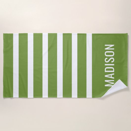 Aangepaste naam & kleur gestreepte strandlaken (Voorkant)