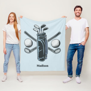 Aangepaste Naam & Kleur Golf Fleece Deken