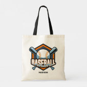 Aangepaste naam & kleur honkbal tote bag (Achterkant)