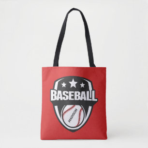 Aangepaste naam & kleur honkbal tote bag