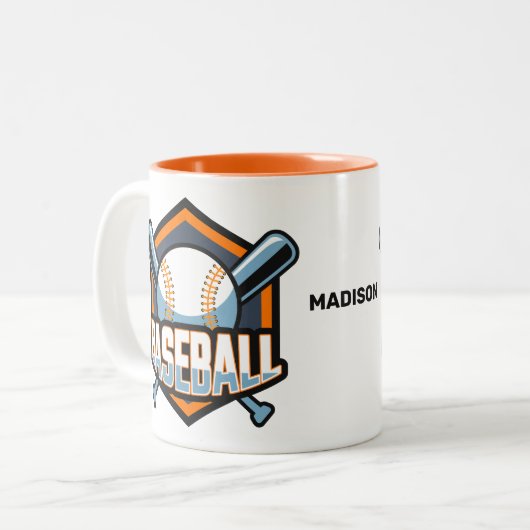 Aangepaste naam & kleur honkbal tweekleurige koffiemok (Voorkant links)