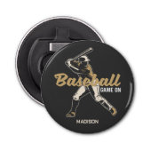 Aangepaste naam & kleur honkbalspeler button flesopener (Voorkant)