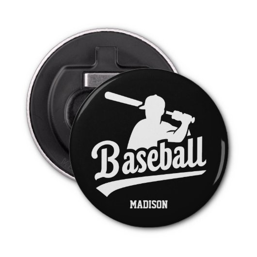 Aangepaste naam & kleur honkbalspeler button flesopener (Voorkant)