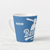 Aangepaste naam & kleur honkbalspeler latte mok (Linkerhoek)