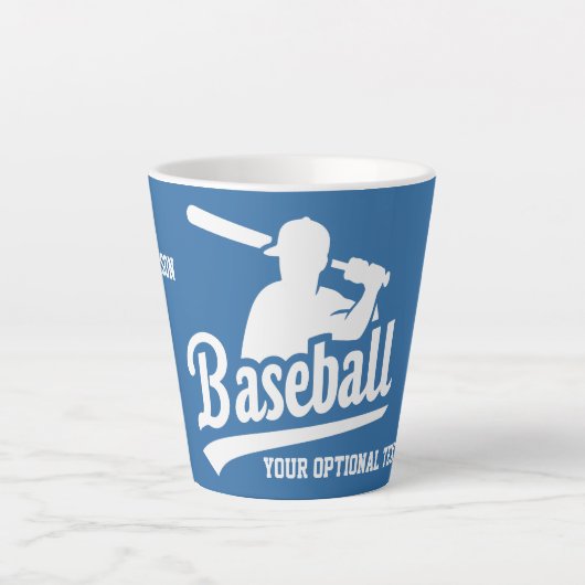 Aangepaste naam & kleur honkbalspeler latte mok (Voorkant)
