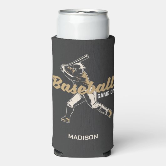 Aangepaste naam & kleur honkbalspeler seltzer blikjeskoeler (Seltzer Voorkant)