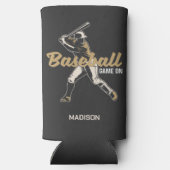 Aangepaste naam & kleur honkbalspeler seltzer blikjeskoeler (Achterkant)