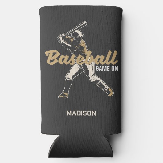 Aangepaste naam & kleur honkbalspeler seltzer blikjeskoeler (Achterkant)