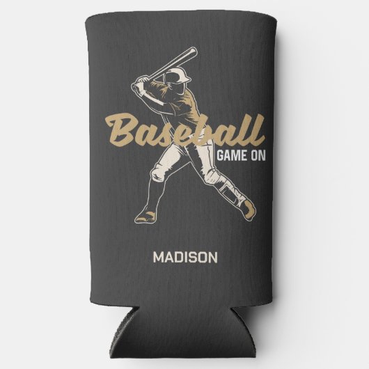 Aangepaste naam & kleur honkbalspeler seltzer blikjeskoeler (Voorkant)