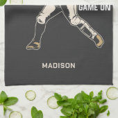 Aangepaste naam & kleur honkbalspeler theedoek (Gevouwen)