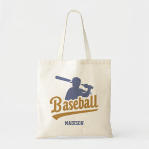 Aangepaste naam & kleur honkbalspeler tote bag