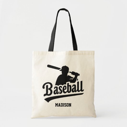 Aangepaste naam & kleur honkbalspeler tote bag (Voorkant)