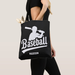 Aangepaste naam & kleur honkbalspeler tote bag