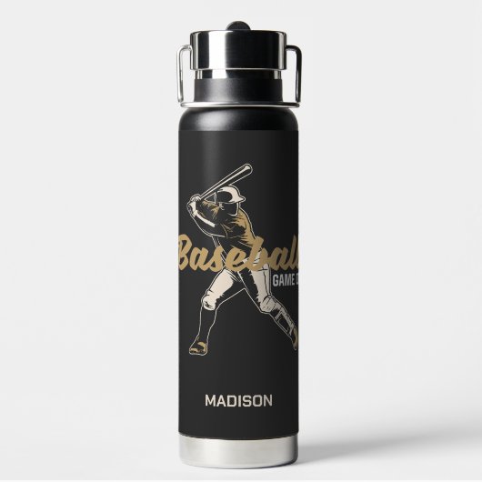 Aangepaste naam & kleur honkbalspeler waterfles (Achterkant)