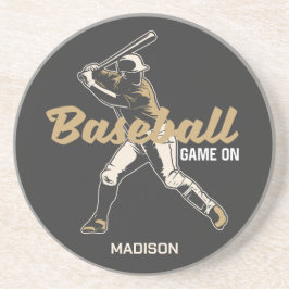 Aangepaste naam & kleur honkbalspeler zandsteen onderzetter