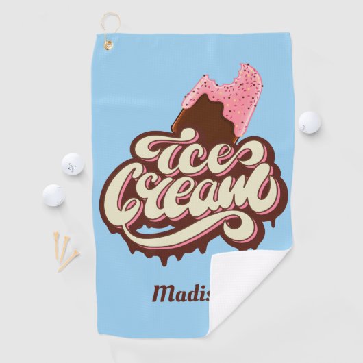Aangepaste naam & kleur Ice Cream golf handdoek (Insitu)
