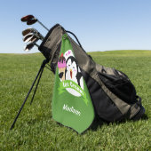 Aangepaste naam & kleur Ice Cream Penguin golfhand Golfhanddoek (Groen)