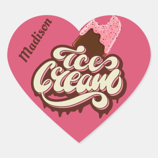 Aangepaste naam & kleur Ice Cream stickers (Voorkant)