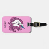 Aangepaste naam & kleur Schattige Eenhoorn bagagel Bagagelabel (Voorkant horizontaal)
