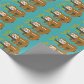 Aangepaste Naam & Kleur Schattigee Luiaard Cadeaupapier (Hoek)